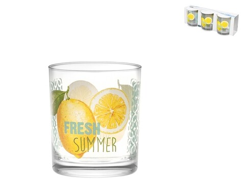 3 pohár szett Lemon, Pengo, 225 ml, palack, sokszínű