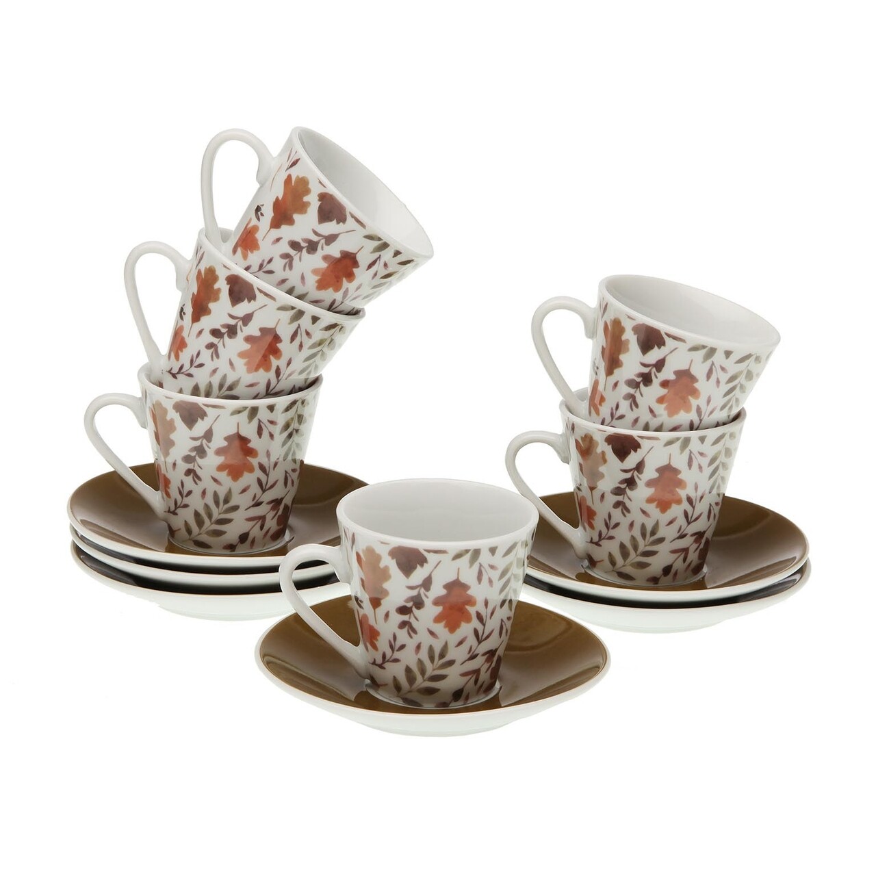 Aya Leaves 6 db Kávés csésze kistányérral, Versa, 5.8 x 5.8 x 6 cm, porcelán