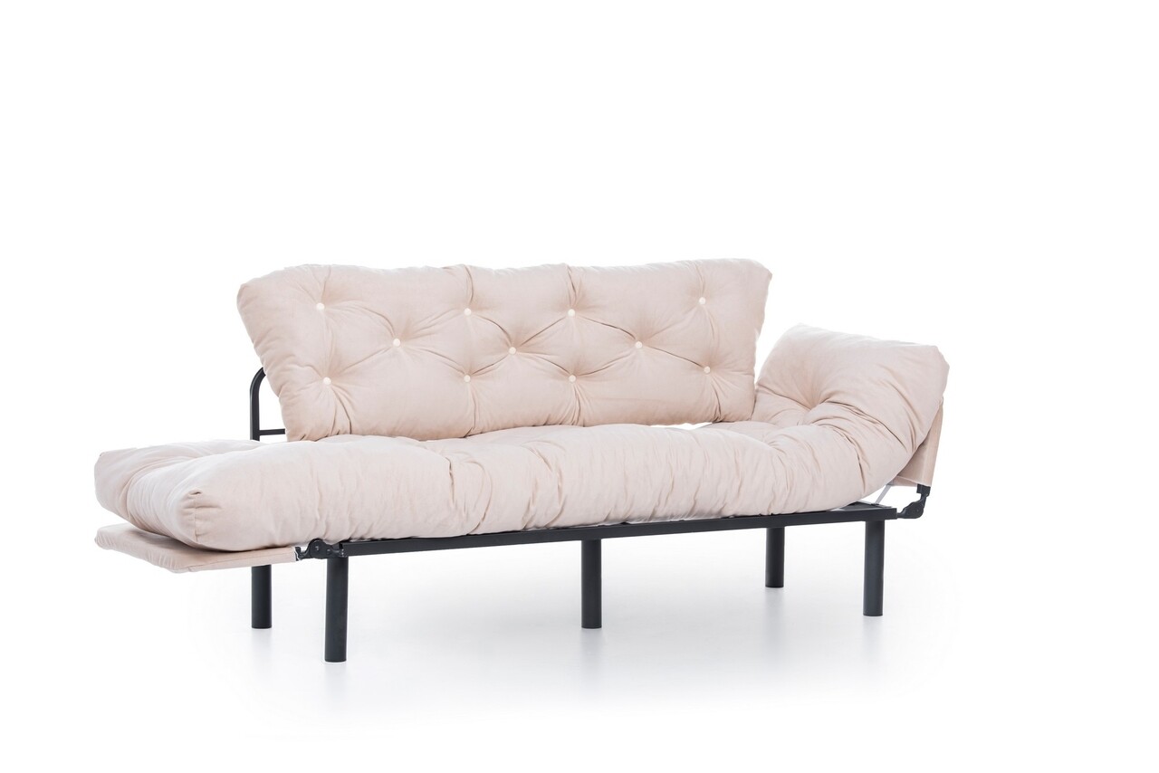 Nitta Triple Kihúzható Kanapé, Futon, 3 Személyes, 225x70 Cm, Fém, Krémszín