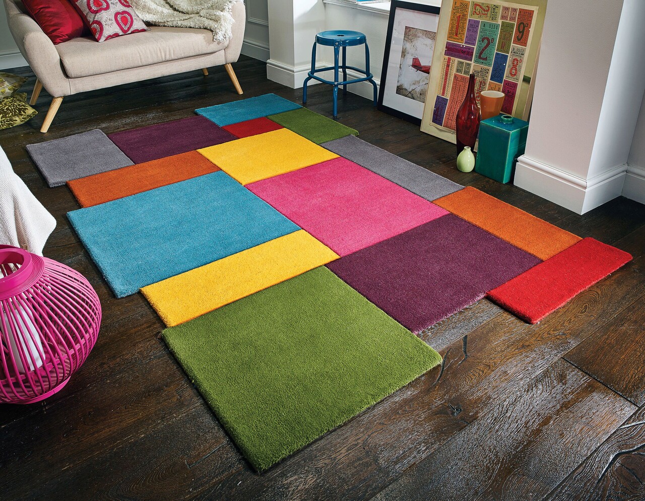 Flair rugs szőnyeg, abstract collage multi, 200 x 290 cm, gyapjú, színes