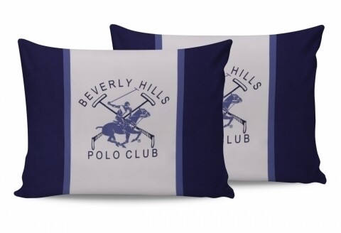 2 db párnahuzat készlet 50x70, 100% pamut, Beverly Hills Polo Club, BHPC 029 - kék, fehér/kék