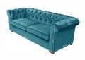 Oxford Chesterfield Kihúzhatós kanapé, 88x216x75 cm, 3 személyes, azúr