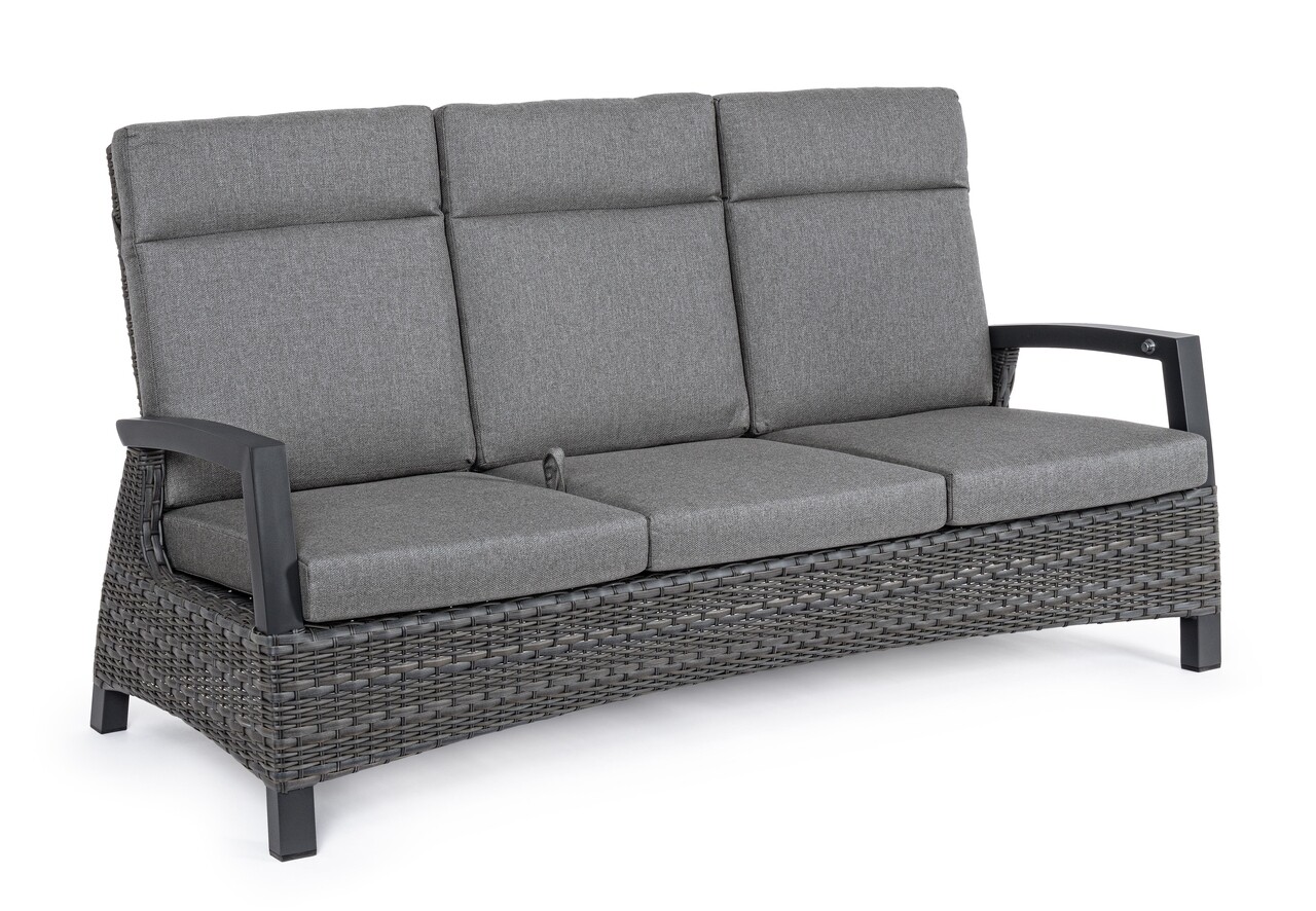 Britton Kerti/terasz háromszemélyes kanapé, Bizzotto, 194.5 x 83 x 103 cm, szintetikus szál/ofelin szövet, szénszín