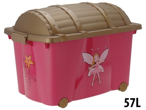 Princess tárolódoboz, 60x40x42 cm, polipropilén, rózsaszín