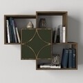 Arco Fali polc, Tera Home, 79,2x22x73 cm, mogyoró/sötétzöld