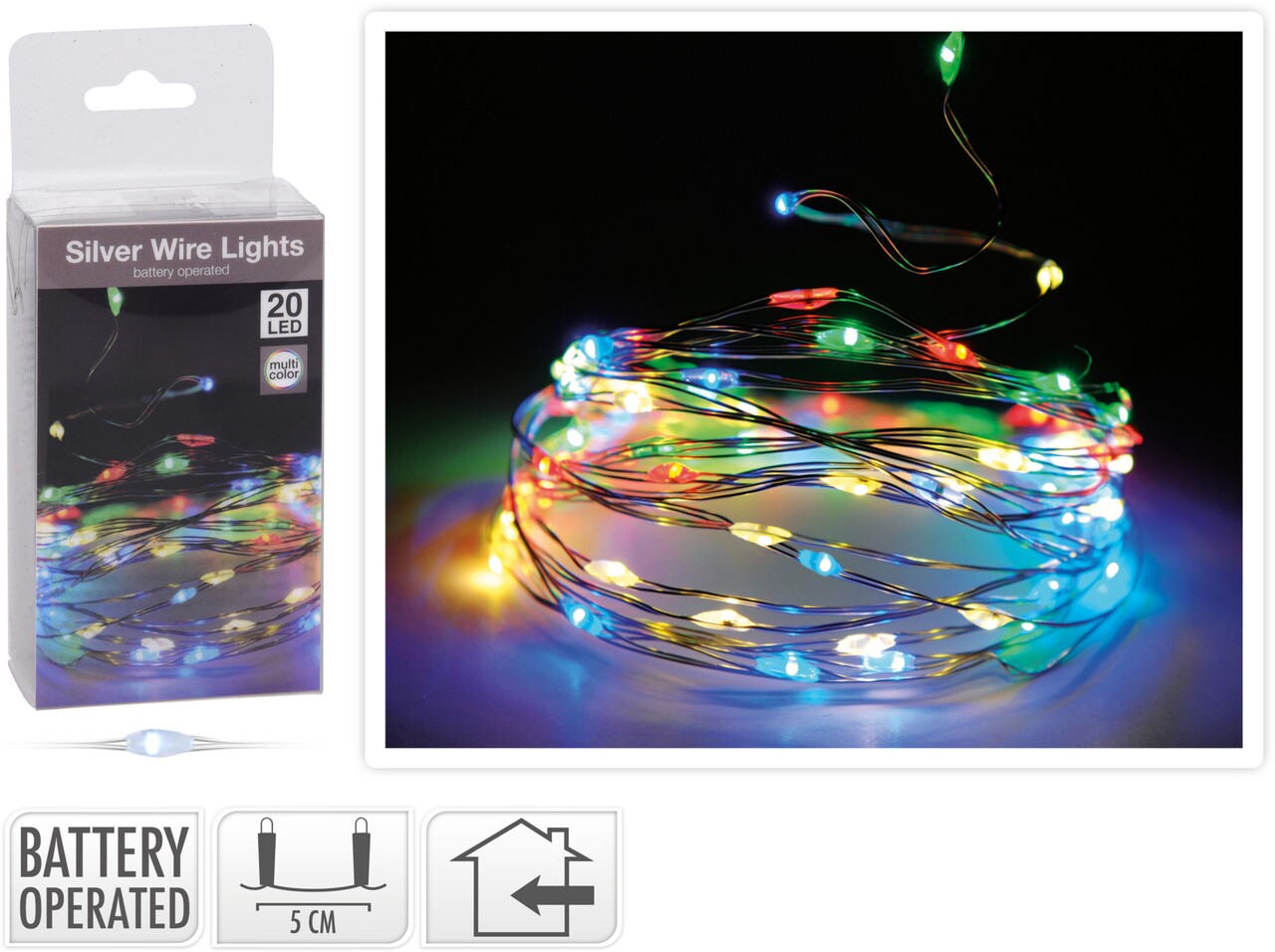 Silverwire Fényfüzér, 20 mikró LED-el, színes fény