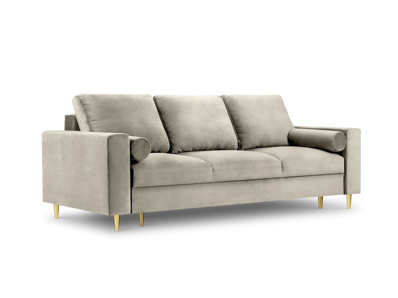Mazzini sofas kanapéágy, mimosa, mazzini kanapé, 3 ülőhely, tárolódobozzal, 220x100x92 cm, bársony, bézs