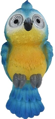 Papagáj kerti napelemes lámpa, H19 cm, kék