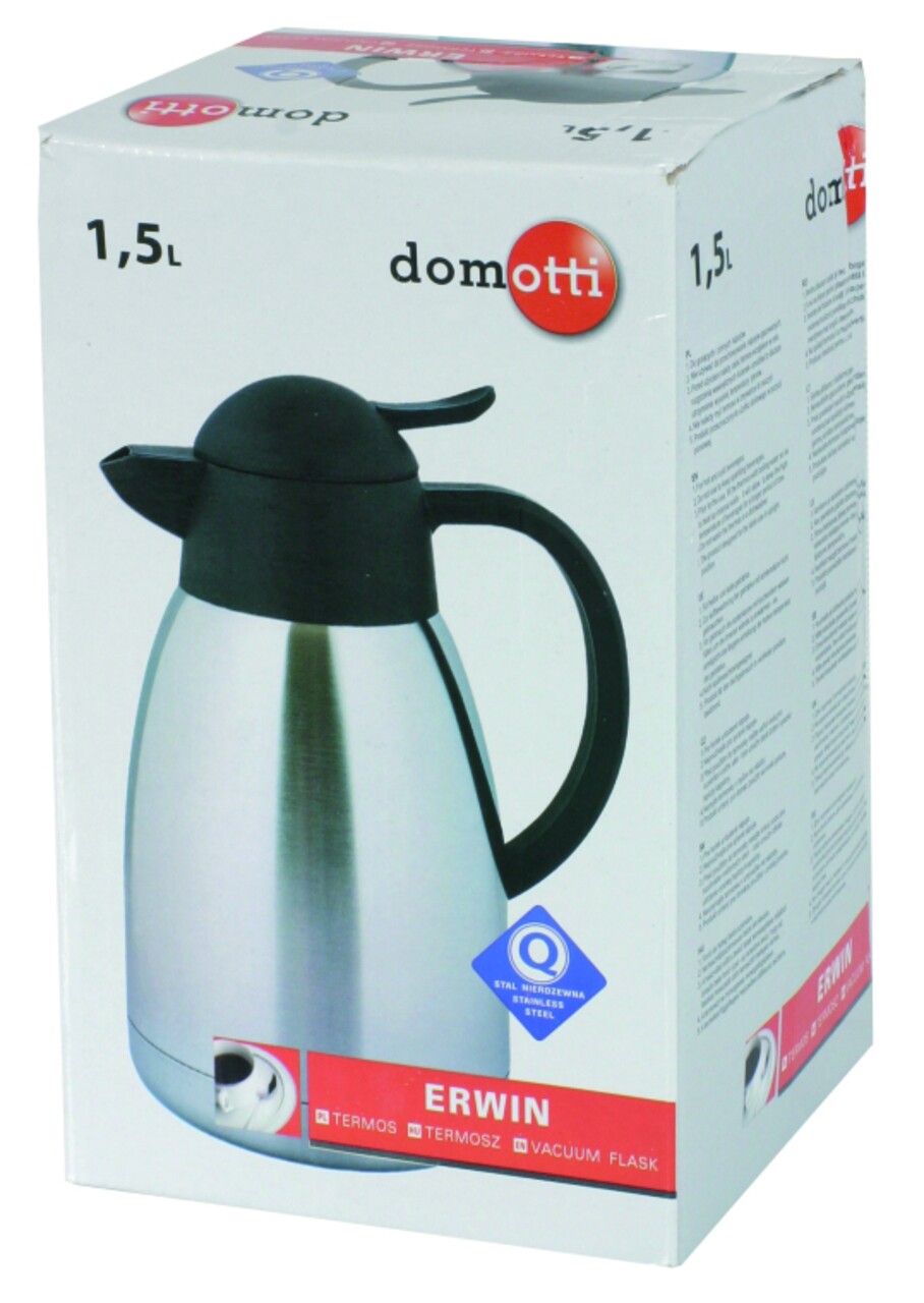 Domotti Termosz, 1,5 L, Rozsdamentes Acél, Ezüst