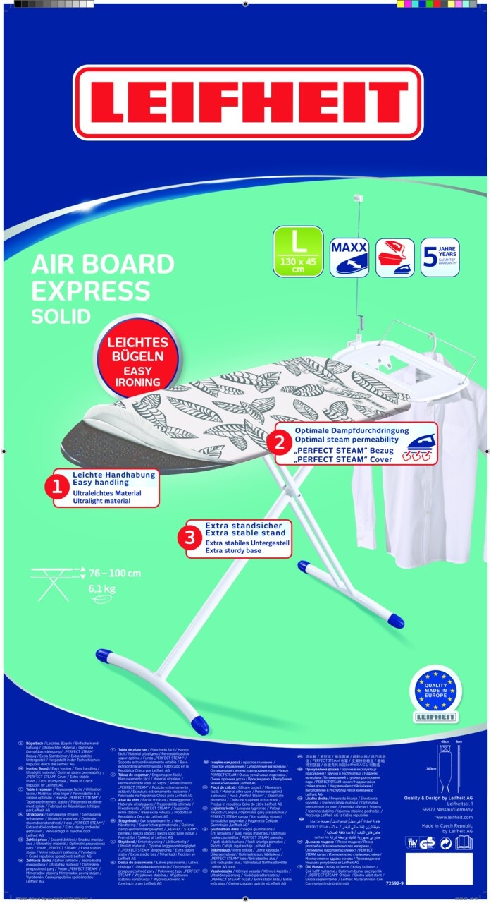 Vasalódeszka, Leifheit, Air Board Express L Solid Maxx, 45 X 130 Cm