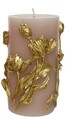 Tulip pattern Gyertya, Decoris, 7.3x10 cm, viasz, aranyszín