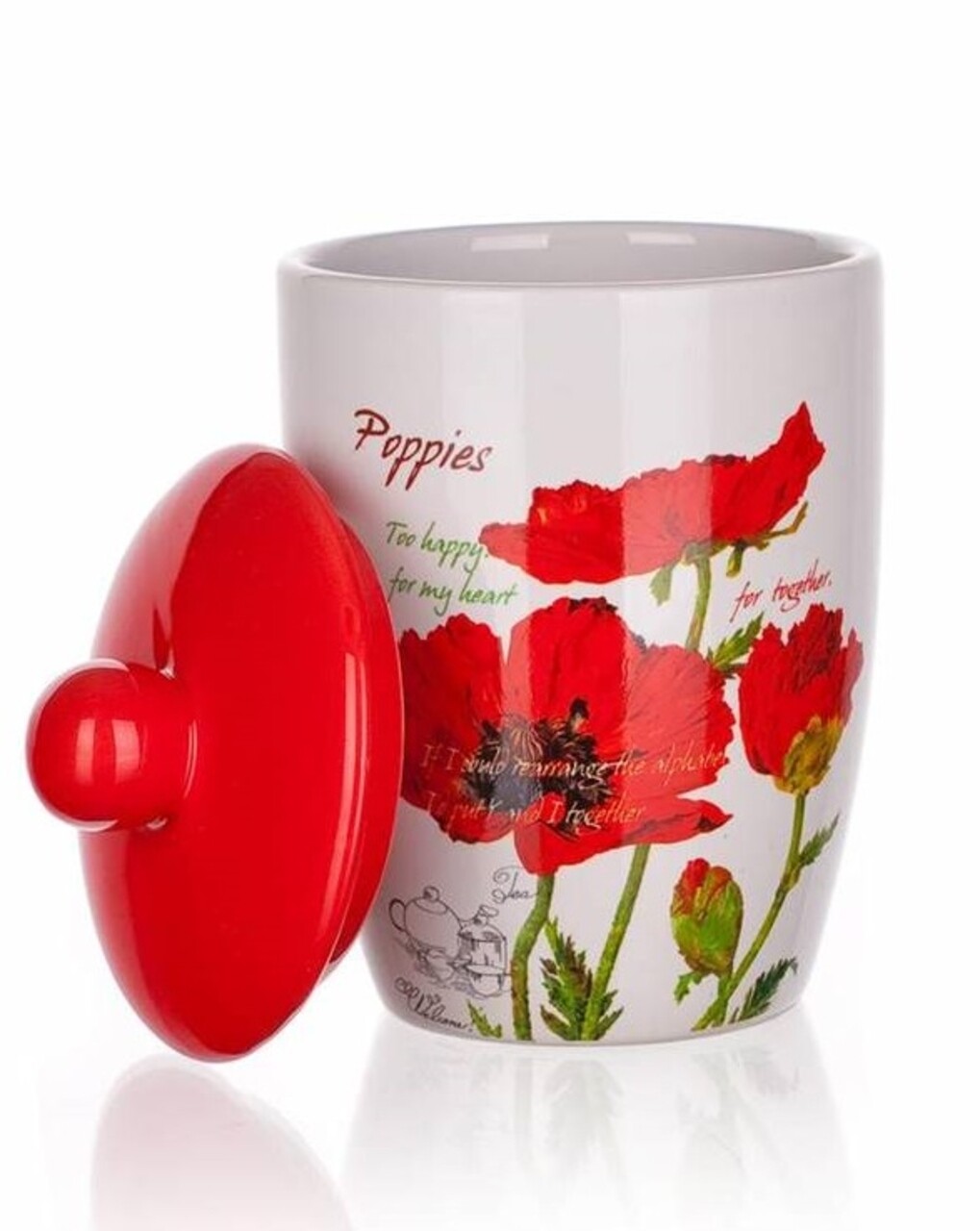 Tartály Red Poppy Tetővel, Bankett, 600 Ml, Kerámia