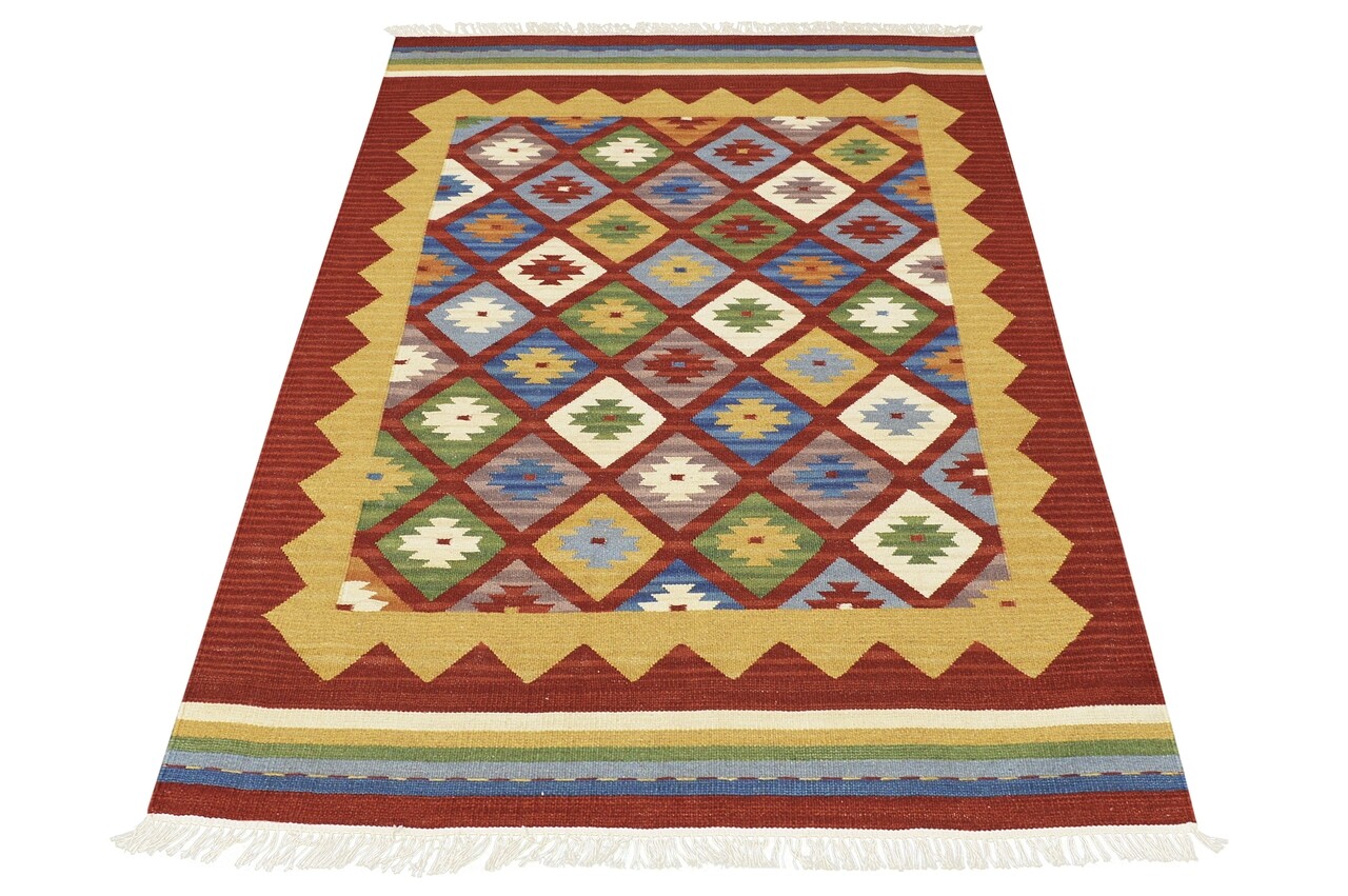 Kilim Szőnyeg, Kilim Classic K-14 Red, Baketo, 100% új-zélandi Gyapjú, Kézzel Készített, 75x125 Cm