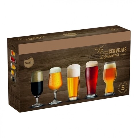 5 db söröspohár készlet, Nadir, 300/400/530/540 ml, üveg, átlátszó