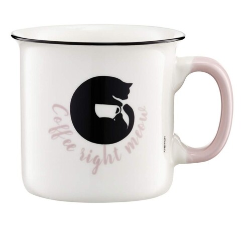 Csésze Adventure Coffee jobb miau, Ambition, 510 ml, porcelán, fehér
