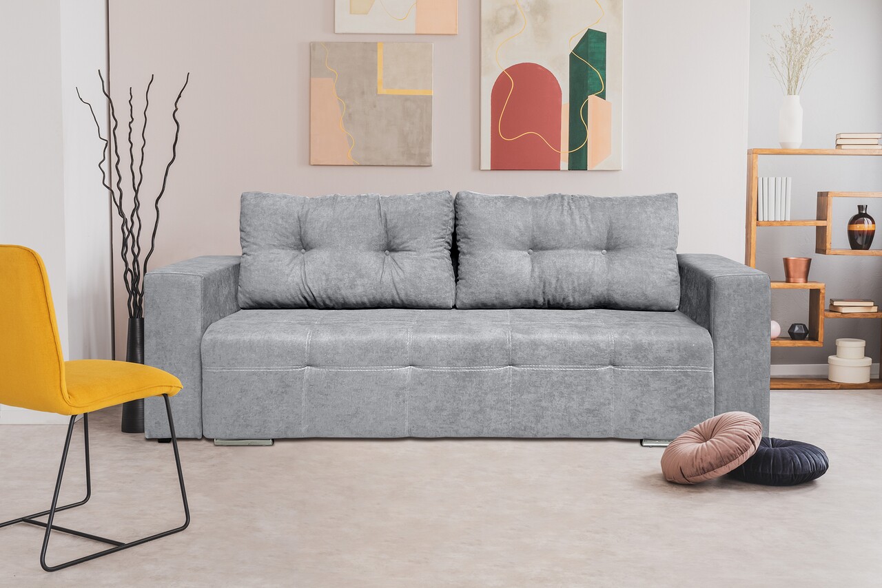Bedora Venice Kihúzhatós kanapé 238x96x80 cm, tárolóládával, szürke