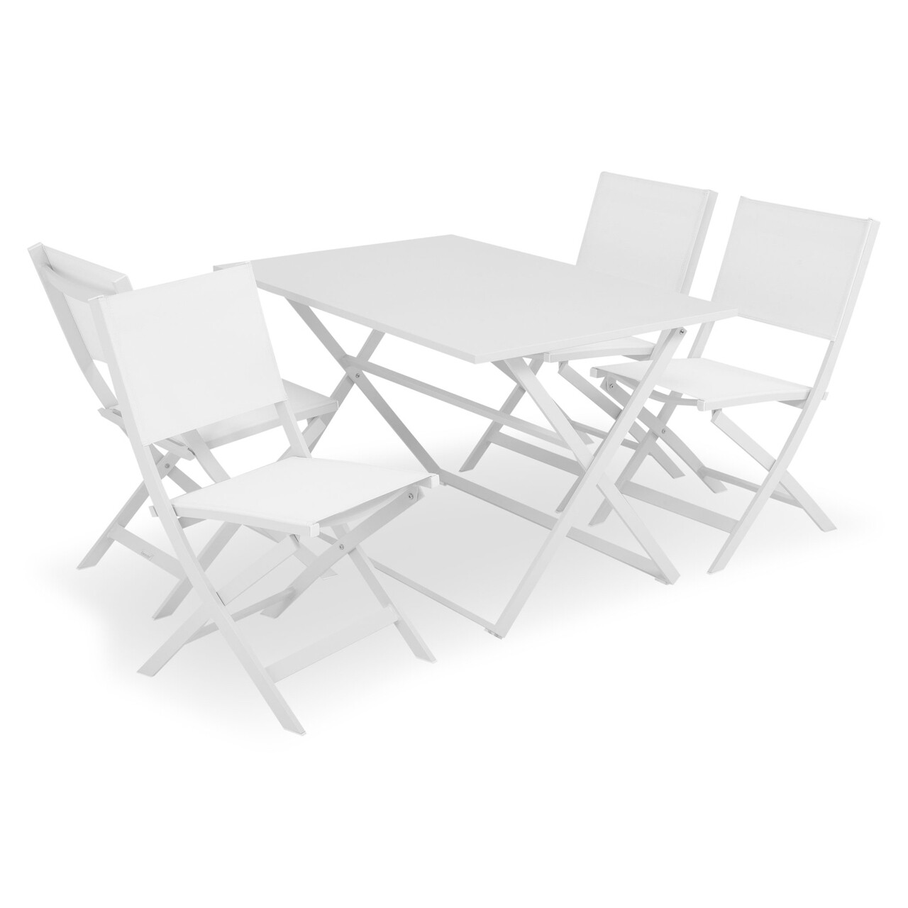 BREEZE 4 székből és téglalap alakú összecsukható asztalból álló készlet fehér