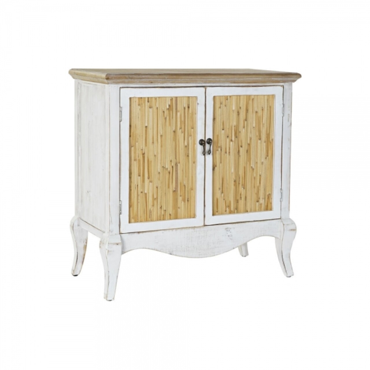 DKD Home Décor Komód, 81.5 x 38 x 82.5 cm, fenyőfa, fehér/barna