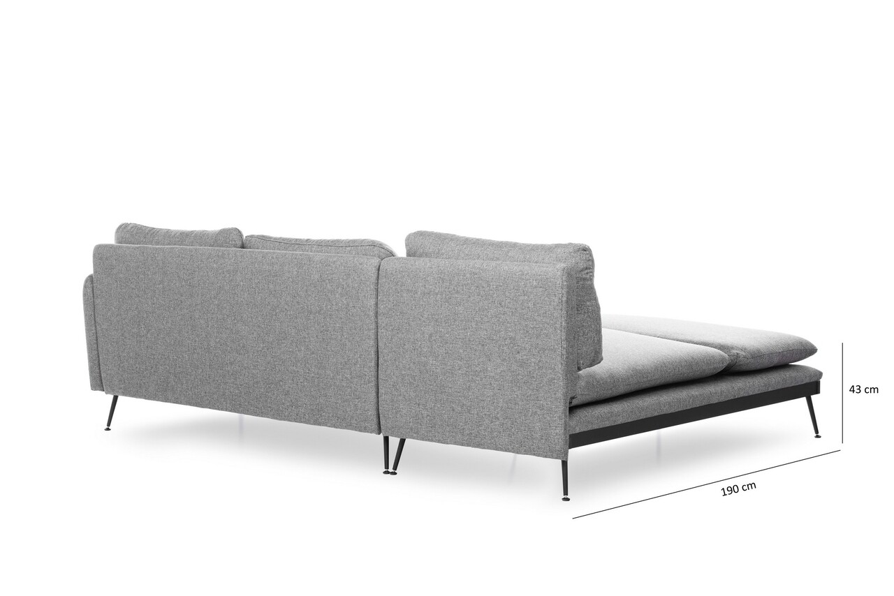 Reya Corner Sarokkanapé, Futon, 275x190x90 Cm, Fém, Szürke