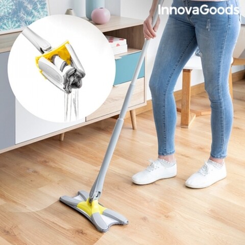 Twop InnovaGoods Szálas szivacsos felmosórongy X típusú csavarással,  360° forgással, 142 cm