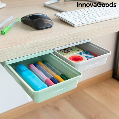 Underalk Kiegészítő íróasztalfiók készlet ragasztóval InnovaGoods 2 darabos