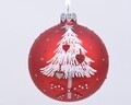 Glob Tree íjjal, Decoris, Ø8 cm, üveg, piros / fehér