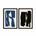 Set 2 tablouri decorative, Alpha Wall, Black & Blue, 36x51 cm