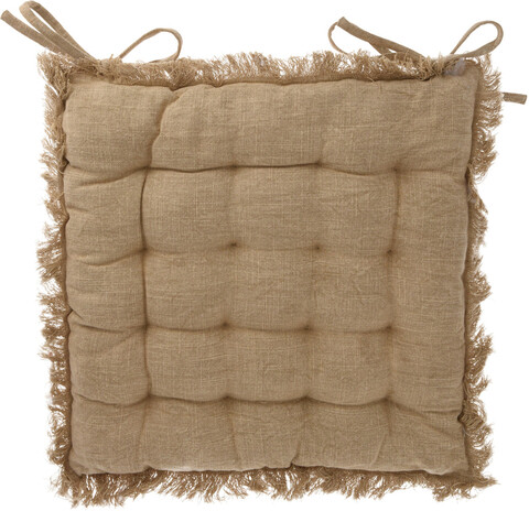 Fringes Székpárna, Excellent Houseware, 40x40 cm, pamut, barna