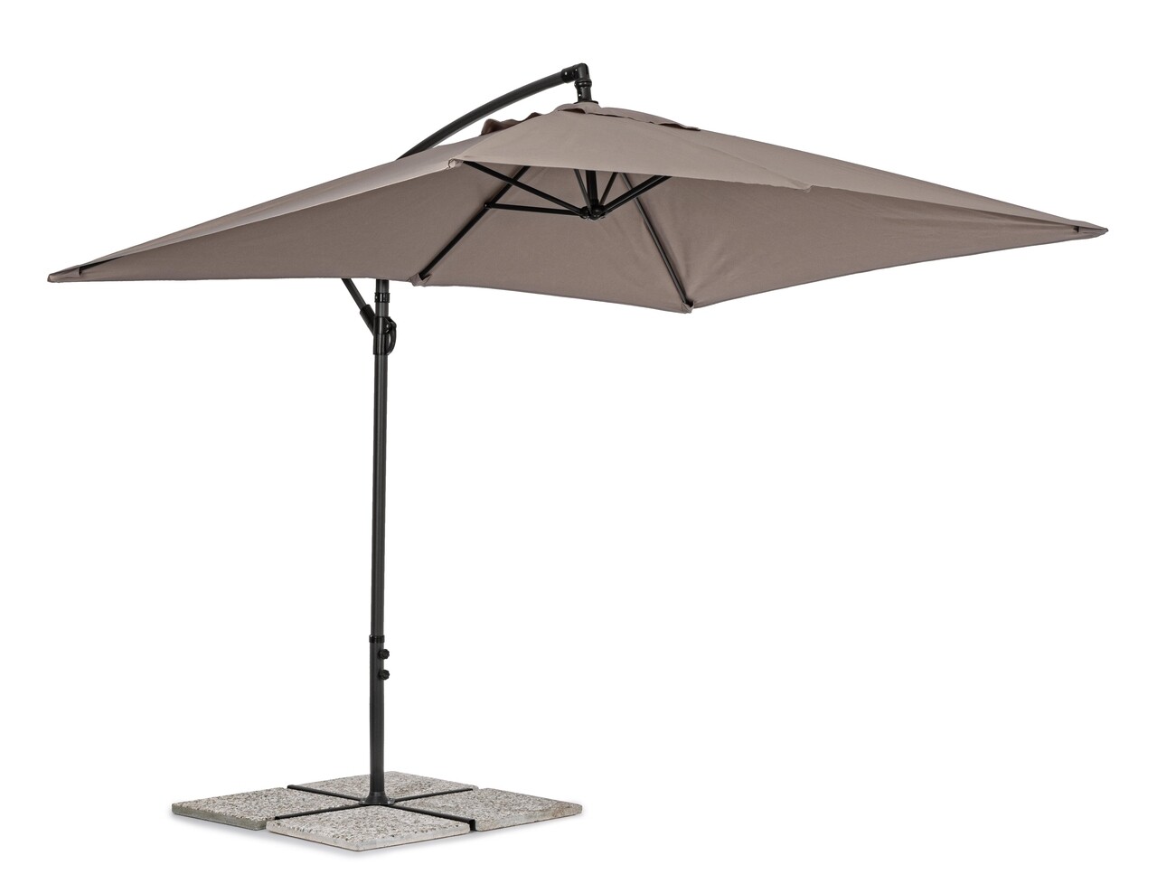 Texas Terasz/kerti napernyő, Bizzotto, 300 x 200 x 260 cm, oszlop 48 mm, 360° forgó oszlop, acél/poliészter, grézs