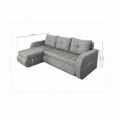 Siena Lux Grey Kihúzható sarokkanapé 243x141x81 cm tárolóládával