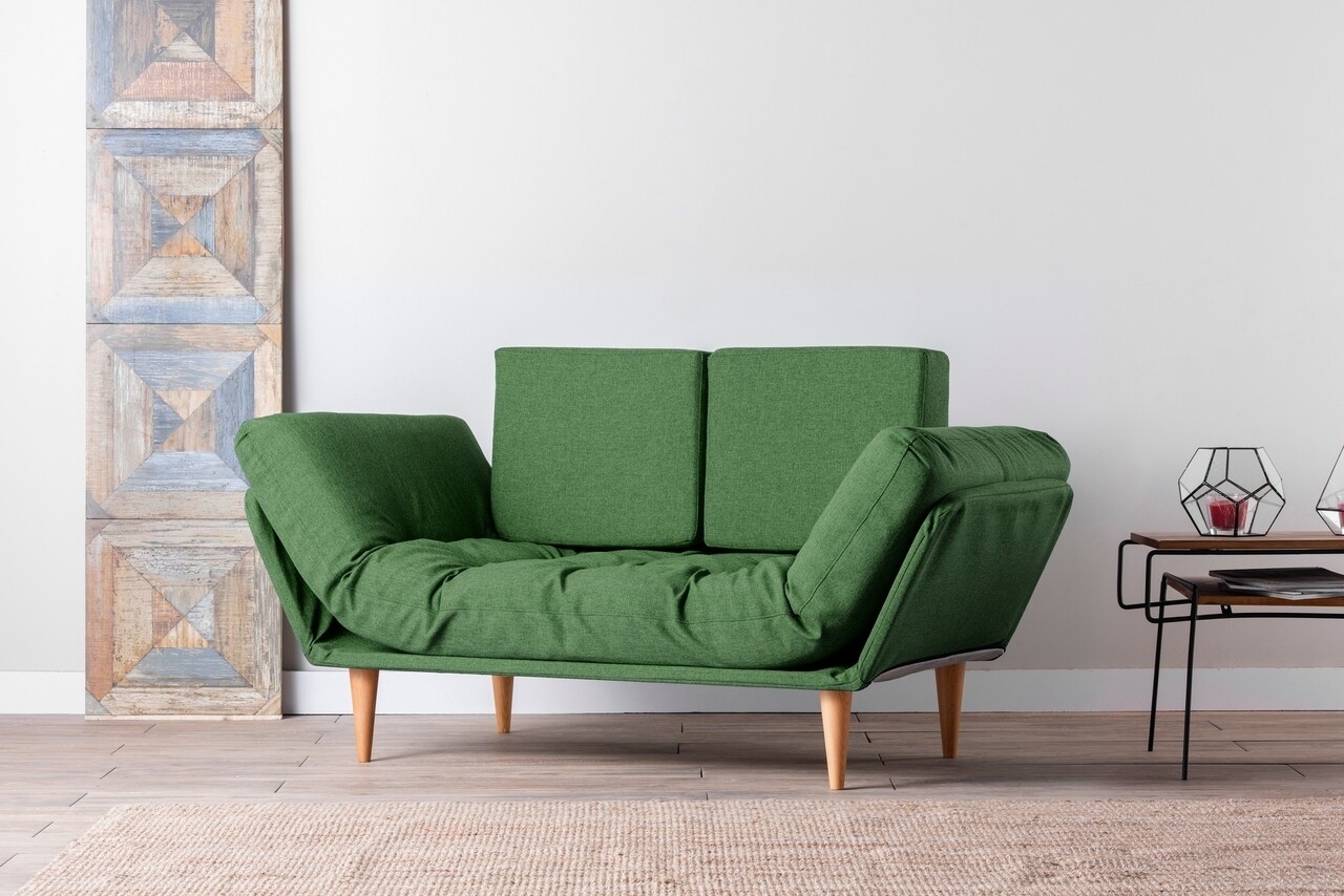 Nina daybed kihúzható kanapé, futon, 3 locuri, 200x70 cm, fém, zöld