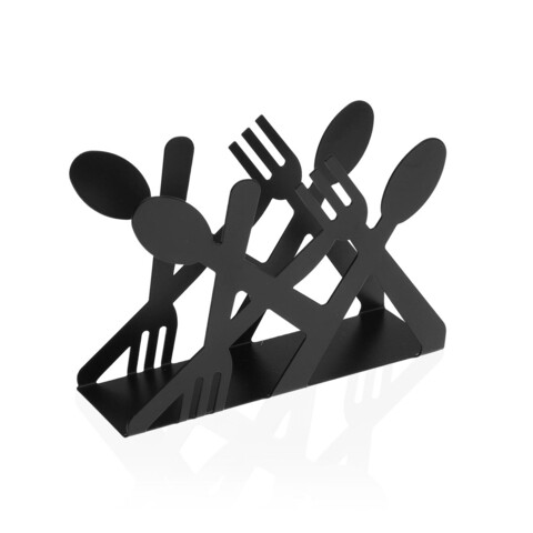 Cutlery Szalvétatartó, Versa, 13.5 x 4 x 9 cm, acél, fekete