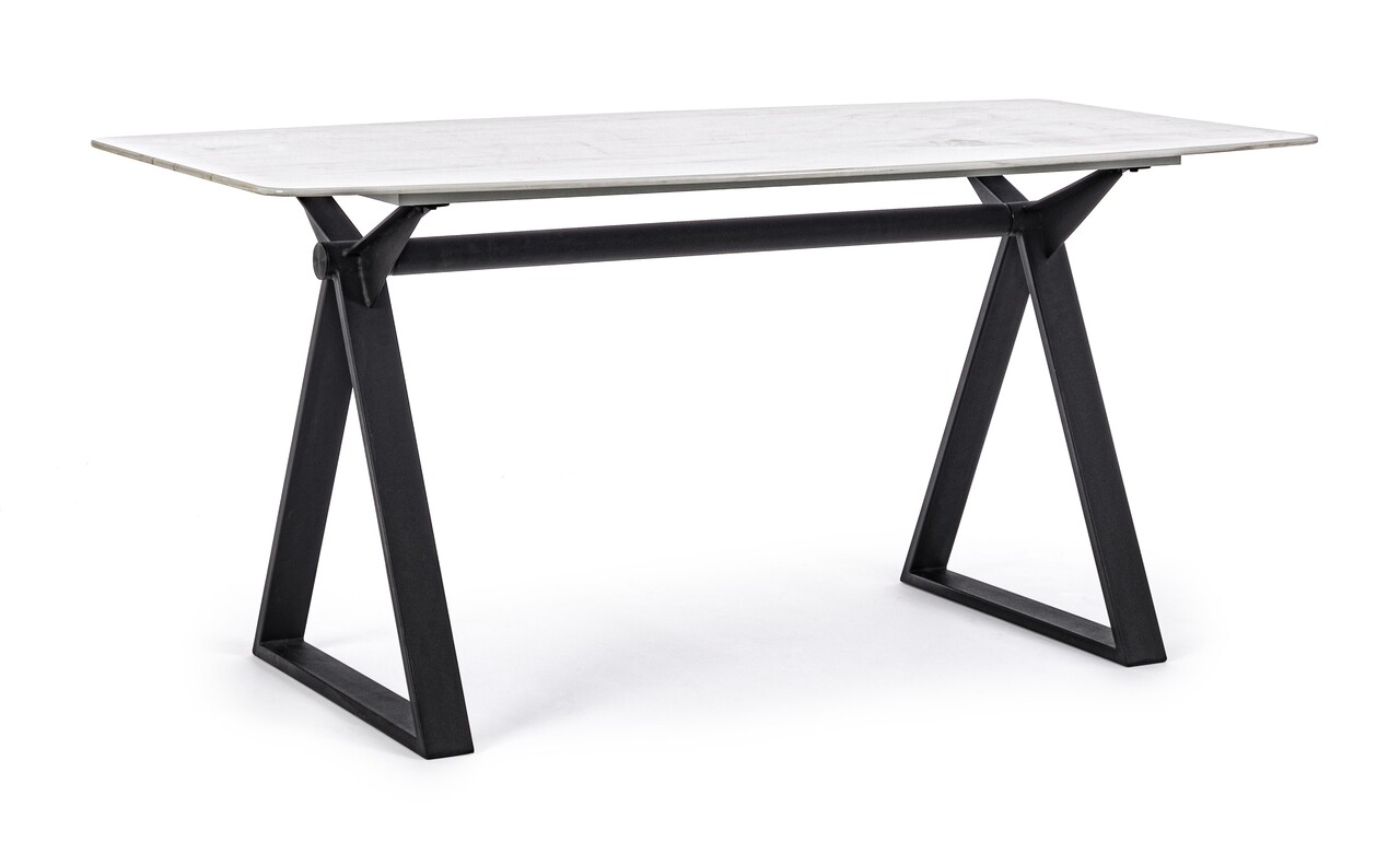 Paloma Asztal, Bizzotto, 160 x 90 x 76 cm, acél/edzett üveg