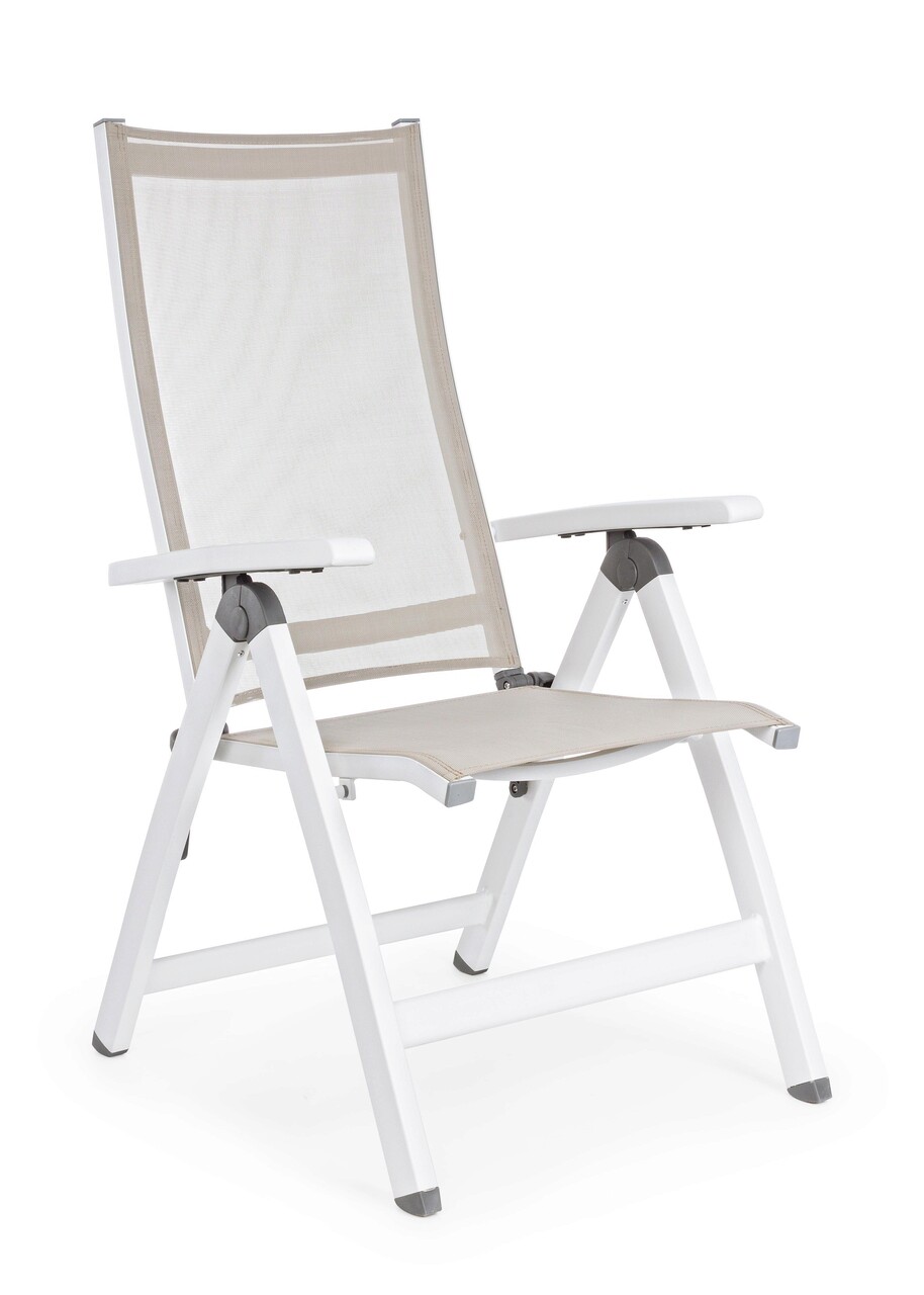 Cruise kerti szék 5 pozícióban állítható, bizzotto, 59 x 71 x 113 cm, alumínium/textil 1x1, fehér