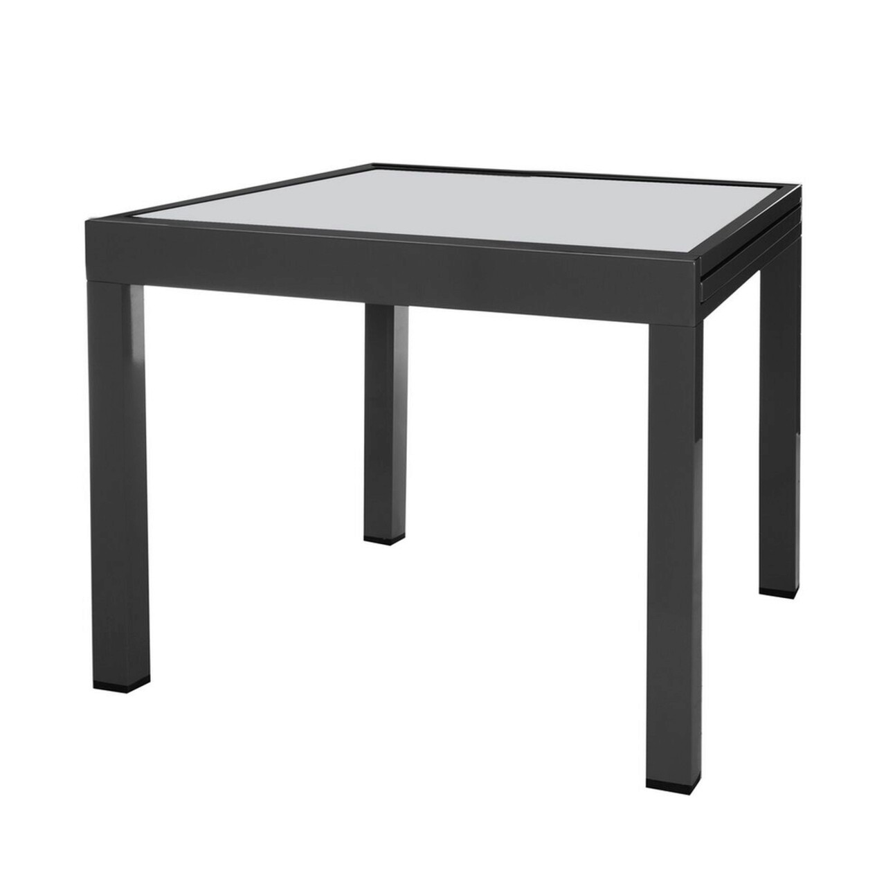 BigBuy Home Thais Kihúzható asztal, 90-180 x 90 x 74 cm, alumínium/edzett üveg, grafitszürke