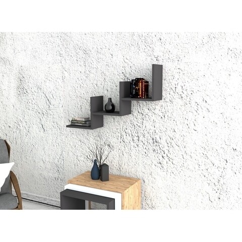 Mist Fali polc, Puqa Design, 90x19,6x60 cm, antracit szürke