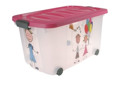 Rollerbox tárolódoboz, 60x40x30 cm, polipropilén, rózsaszín