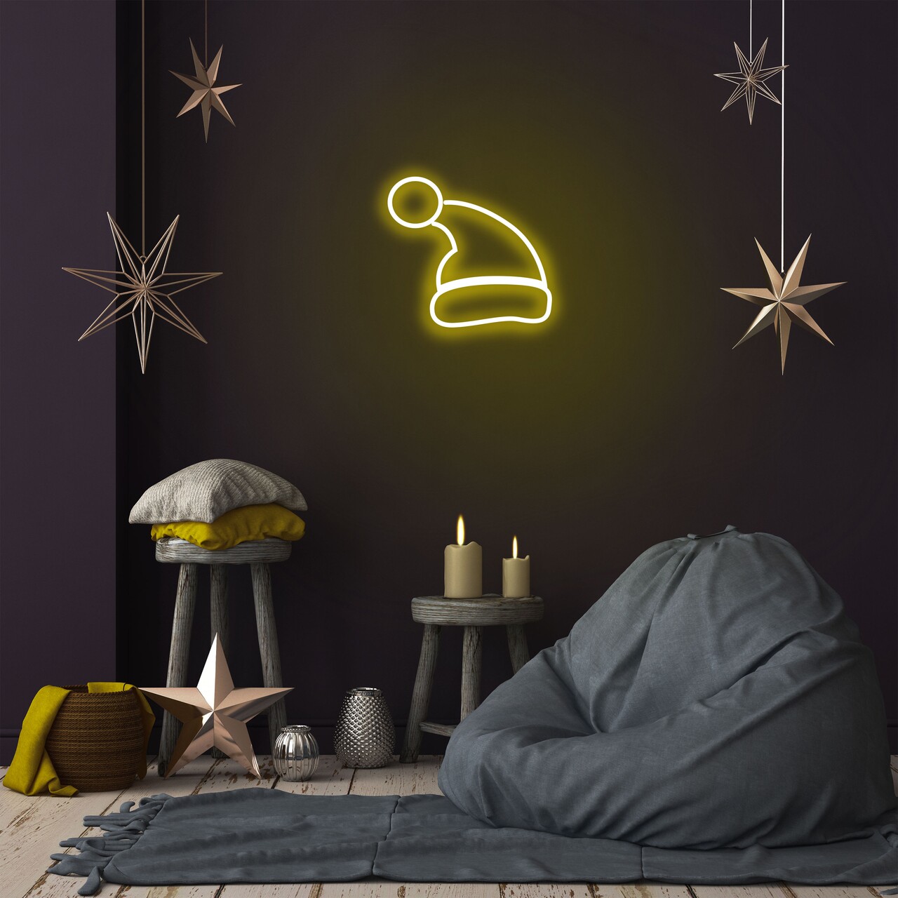 Santa Claus Fali lámpa, Neon Graph, 28x26x2 cm, sárga