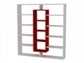 Biblioteca Wooden Art, Ample White Red, 125x135.7x22 cm