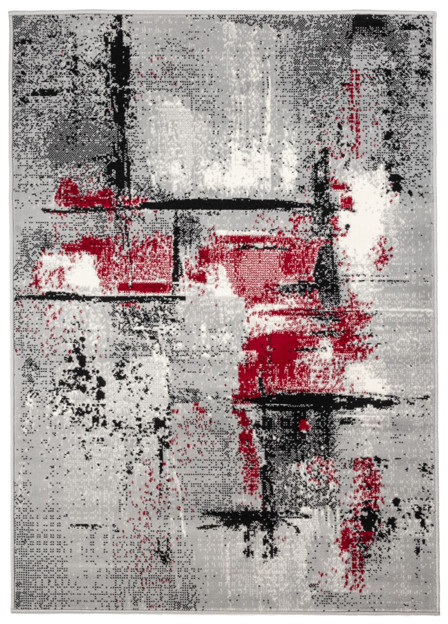 Ceriol szőnyeg, Dekor, 80x150 cm, polipropilén, szürke/piros