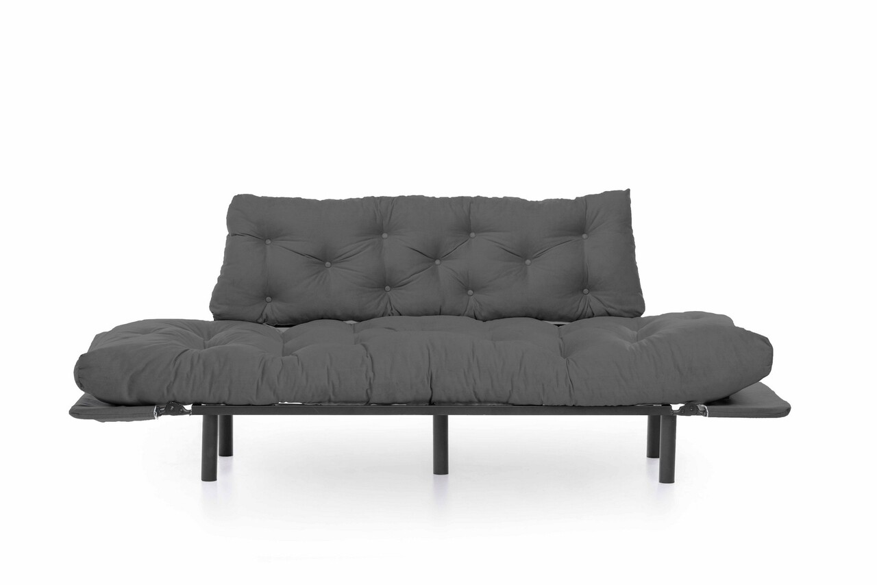 Kanapéágy  Nitta Triple, Futon, 3 ülőhely, 225x70 Cm, Fém, Szürke