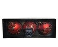 3 db Bauble diamond gömb, Decoris, Ø8 cm, üveg, piros