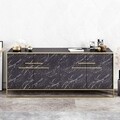 Polka Black Tálalószekrény, Hadley, 180 x 47.3 x 75 cm, mogyoró/fekete