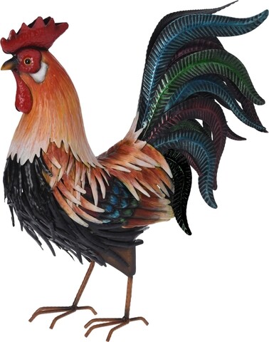 Rooster Kerti dekoráció, 38x13.5x40.5 cm, fém, színes