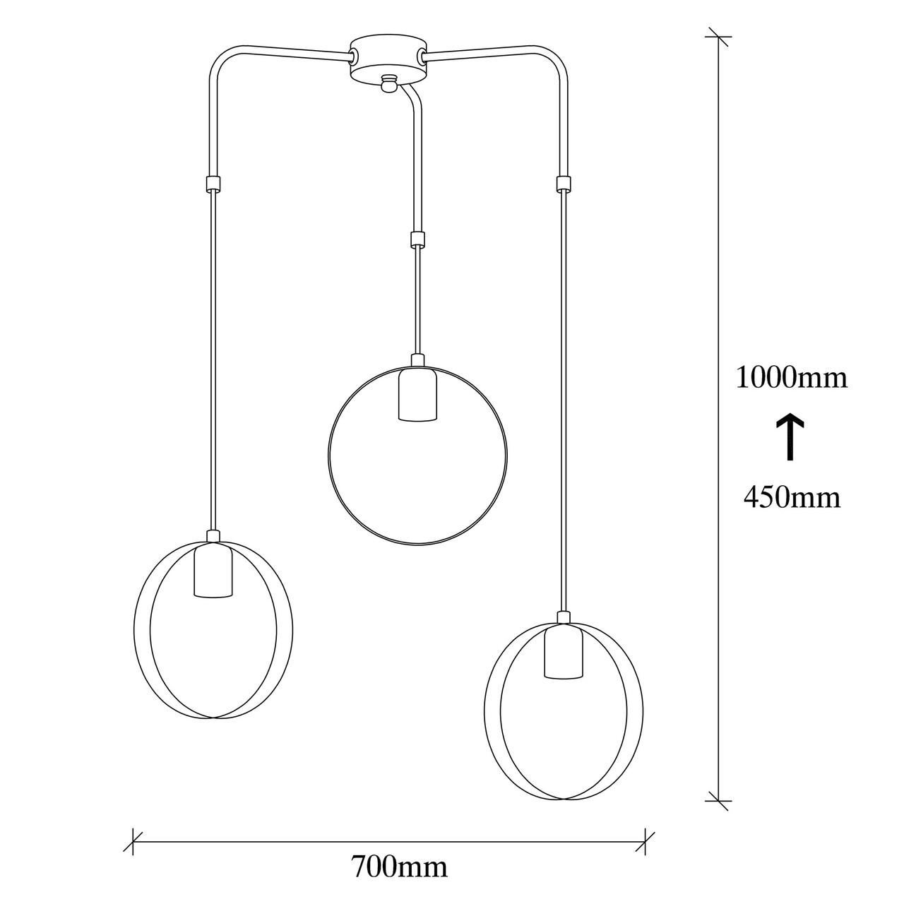 Opviq Csillár, Halka - 4576, 20x70x100 Cm, 3x E27, 100 W