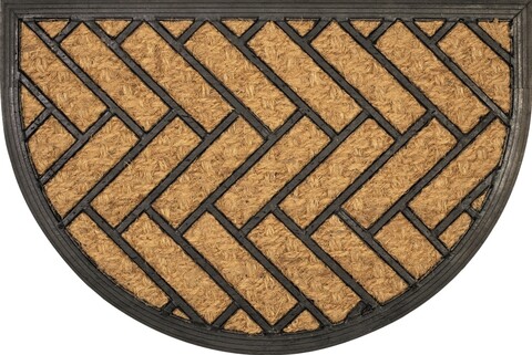 Bejárati szőnyegek, Olivo Tappeti, Promo Mezzaluna, 02-es vonalak, 40 x 60 cm, gumi / kókuszrost, barna / fekete