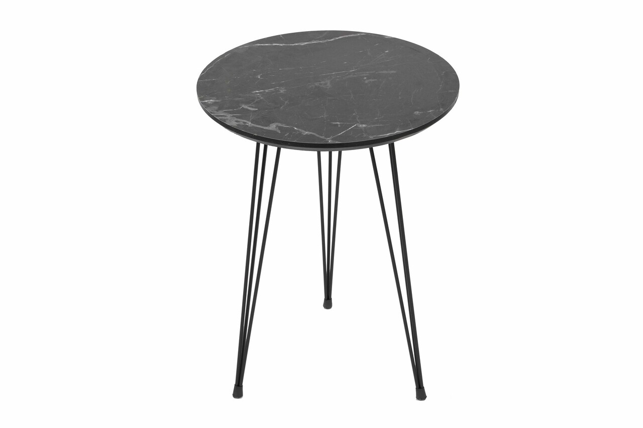 Siyah Mermer 3 Db Asztalka, Plass Design, 38x55 Cm, MDF, Szürke/fekete