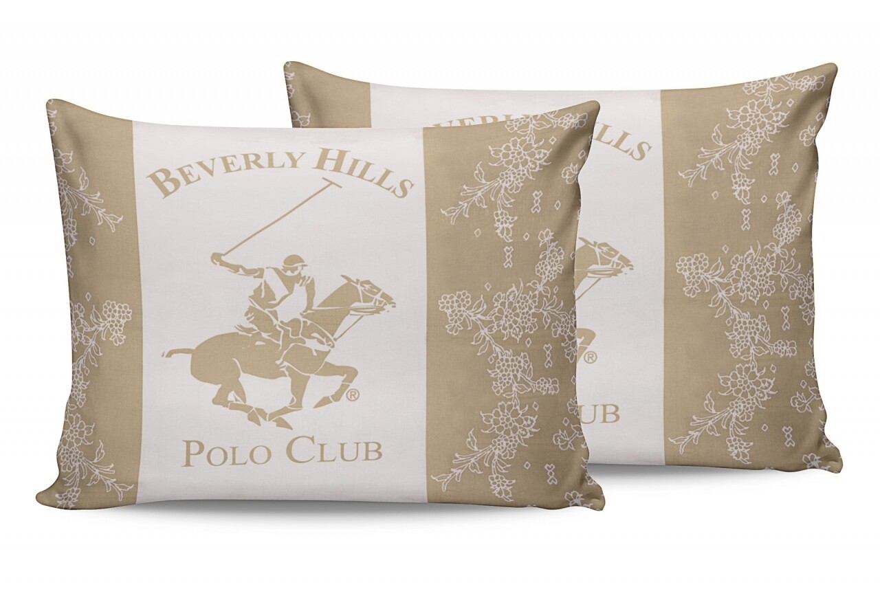 2 Db 50x70 Párnahuzat, 100% Pamut, Beverly Hills Polo Club, BHPC 013 - Krém, Fehér / Krém