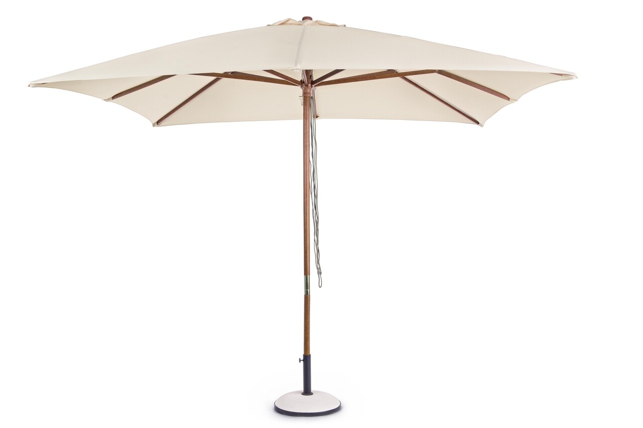 Syros Terasz/kerti napernyő, Bizzotto, 300 x 300 x 270 cm, oszlop Ø48 mm, fa/poliészter, természetes