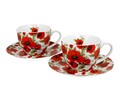2 db Csésze kistányérral, Duo, Lina, 280 ml, porcelán, piros